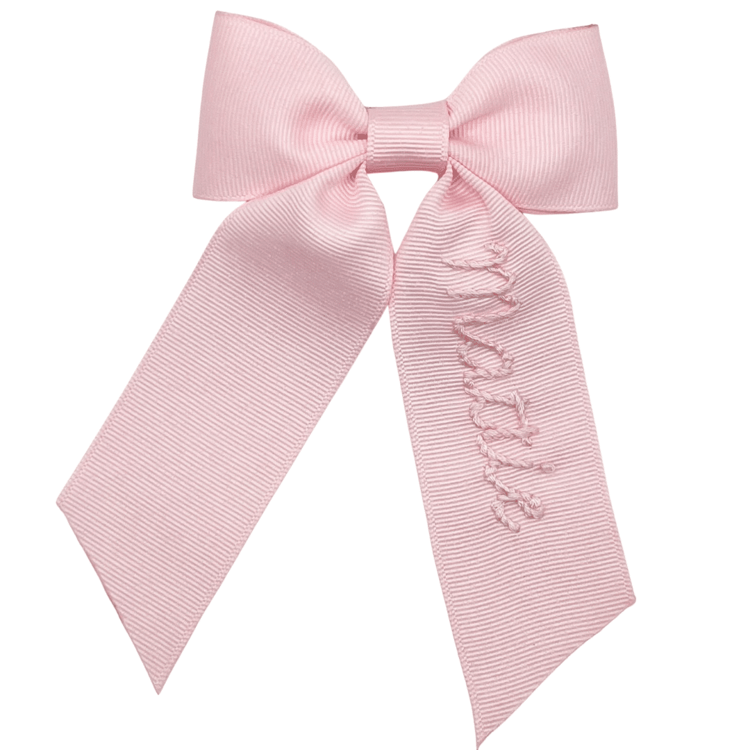 Light Pink Script Name Bow – Bowcoup